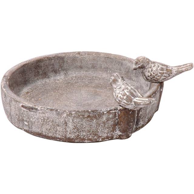dobar® Klassiskt fågelbad, pooloas – fågelbad av cement – fågelpool för vilda fåglar – vattenbad för trädgård/terrass/balkong – Ø 24,5 cm – grå