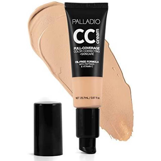 Full-Coverage Color Correction CC Cream, Oil-Free with Peptides & Vitamin C, Best for Correcting Redness and Uneven Skin Tone, Buildable Foundation