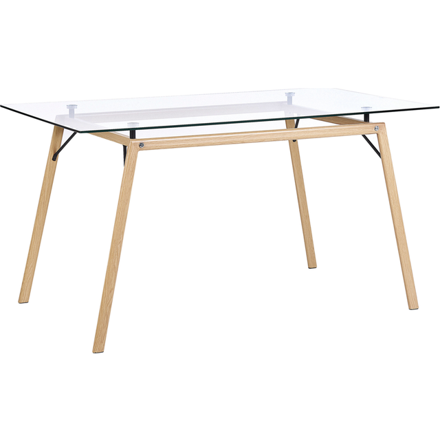 Dining Table KAMINA Light Brown 140 cm 80 cm Tempered Glass
