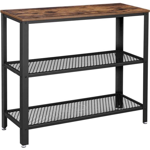 VASAGLE Konsolbord, Hallbord Med 2 Gallerhyllor, Sidobord, Skänk, Vardagsrum, Hall, 101,5 X 35 X 80 Cm, Smal, Stål, I Industriell Design, Vintage Brunsvart LNT81BX