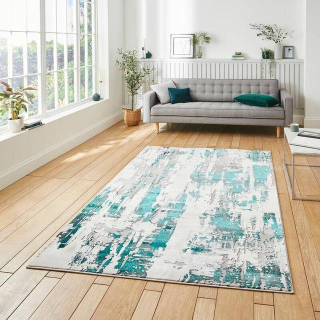 Think Rugs Apollo Grey/Green Rectangle 120 x 170cm Polypropylene Modern Abstract GR579, Grey