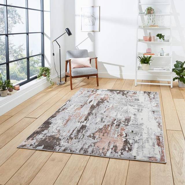 Think Rugs Apollo Grey/Rose Rectangle 160 x 220cm Polypropylene Modern Abstract GR580, Grey