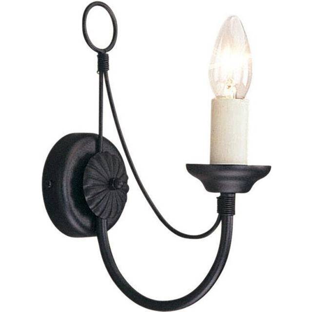 Wall Light Gothic Style wire effect Ivory candle tube holder Black LED E14 60W