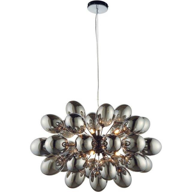 Ceiling Pendant Light Black Chrome Plate & Smoked Mirror Glass 8 x 28W G9