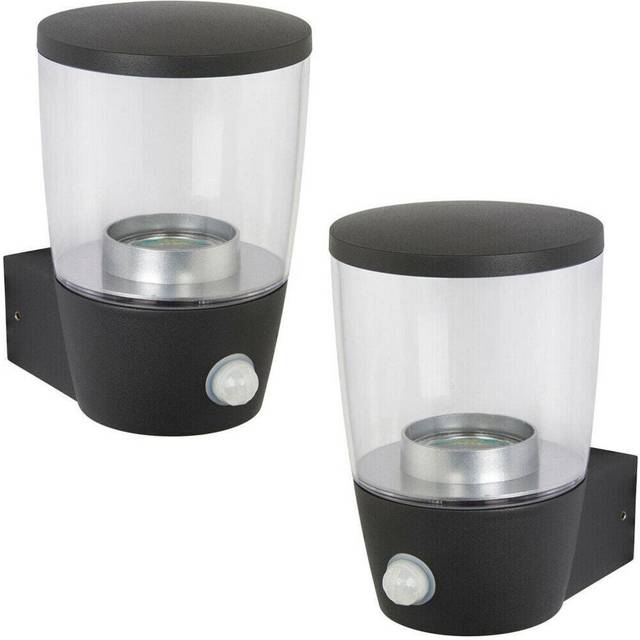 2 PACK IP44 Outdoor Wall Light Modern Cool White Round LED PIR Tea Light Lamp
