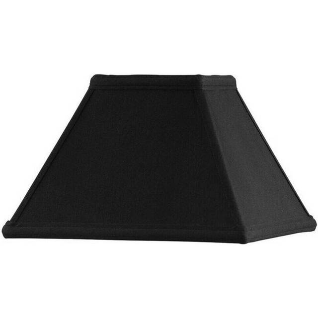 "9"" Inch Square Tapered Lamp Shade Black Faux Silk Fabric Cover Modern Elegant"