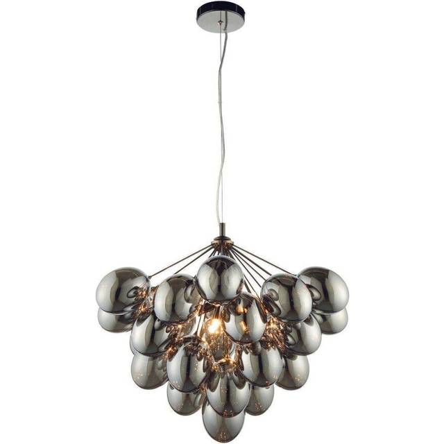Ceiling Pendant Light Black Chrome Plate & Smoked Mirror Glass 6 x 28W G9