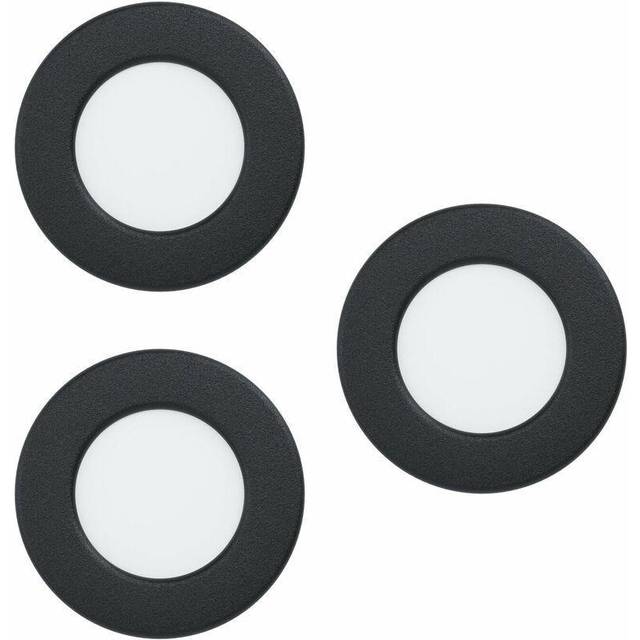3 PACK Flush Ceiling Downlight Black Steel 2.7W Built in LED 85mm Round