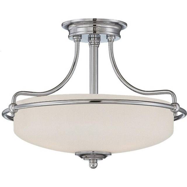 3 Bulb Semi Flush Light Antique Nickel Finish LED E27 100W Bulb