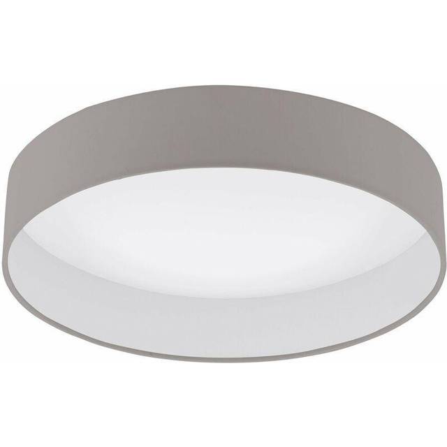 Flush Ceiling Light Colour White Shade Taupe Fabric Bulb LED 18W Included