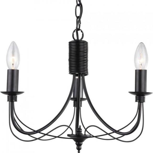 Litecraft Somerset 3 Light Chandelier With Free LED Bulbs - Black