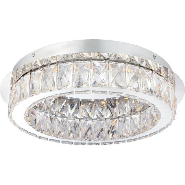 Flush Ceiling Mount Light Chrome & Acrylic Round Modern Crystal LED Ring Lamp