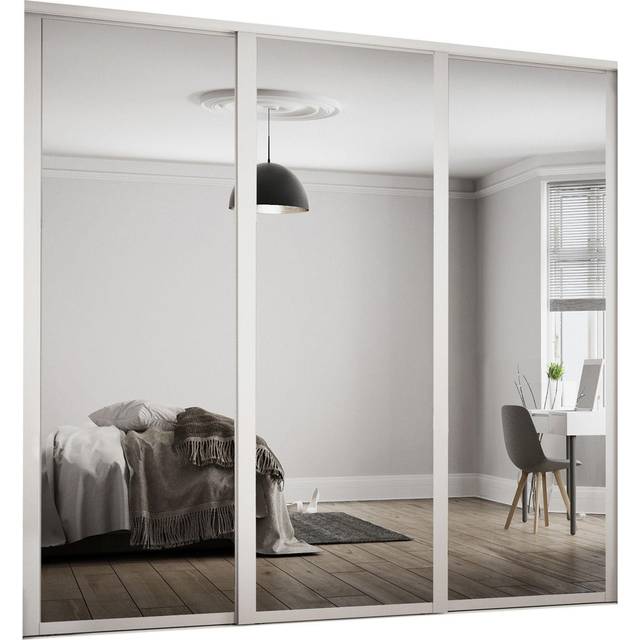 Spacepro Shaker White Frame Mirror Sliding Door Kit W2592mm