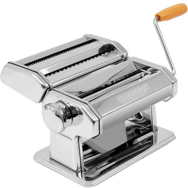 Deuba - monzana® Manual Pasta Machine Stainless Steel Pasta Maker 9 Different Dough Thicknesses 2 Dough Rollers Table Clamp & Crank Spaghetti,