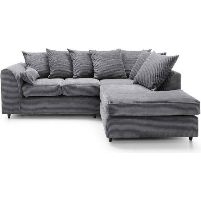 Jumbo Cord Corner Sofa Right Hand in Grey - One Size