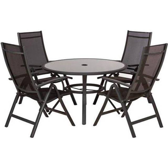 Royalcraft Sorrento 4 Seat Black Round Deluxe Recliner Set, Black