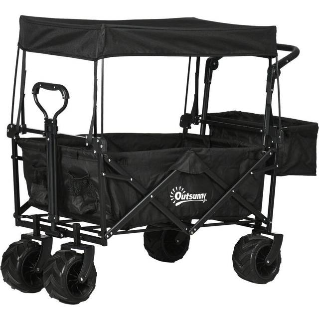 DURHAND Folding Trolley Cart Storage Wagon Beach Trailer - Grey