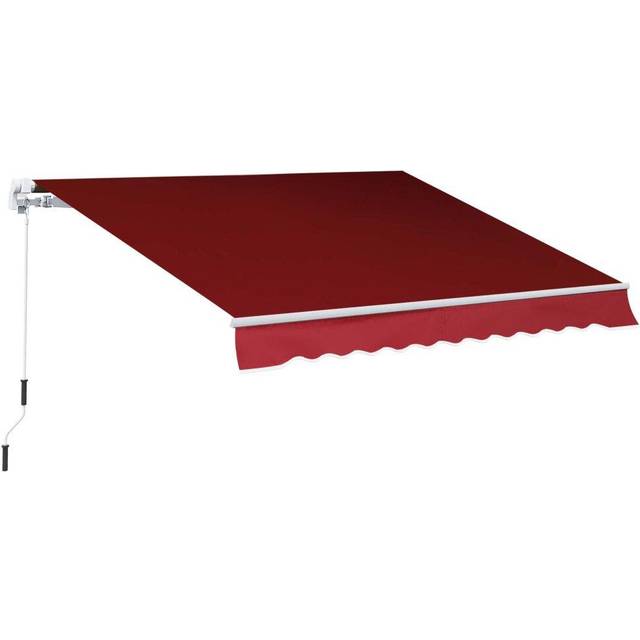 Outsunny Stylish Manual Retractable Awning - Beige | Wowcher