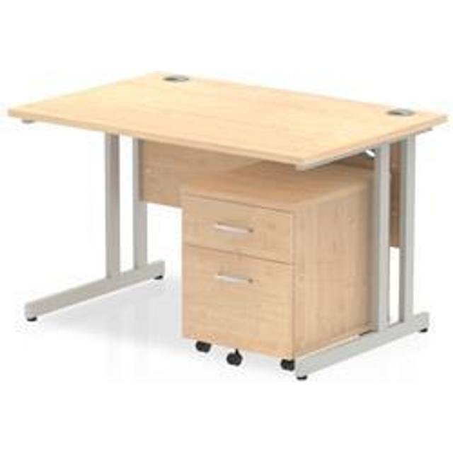 Impulse 1200x800mm Desk Maple Top Silver Cantilever Leg and Mobile Ped