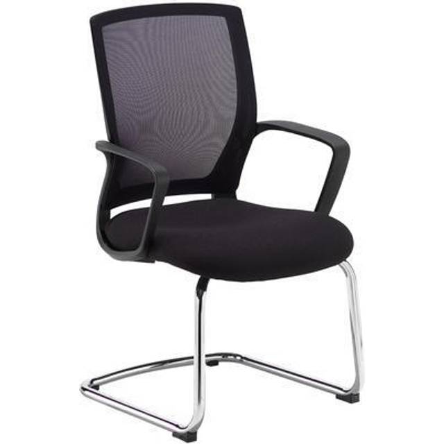 Jonas black mesh back visitors chair with black fabric seat and chrome cantilever frame - Black