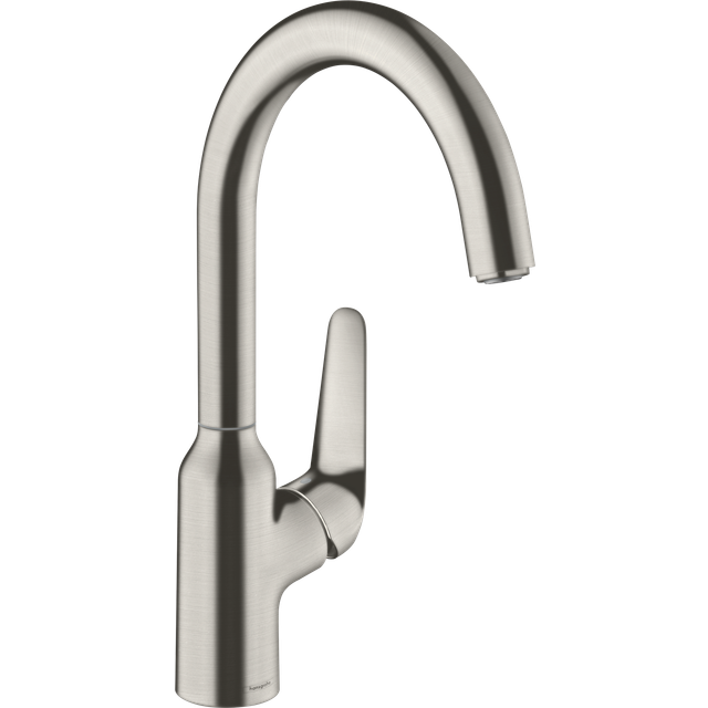 Hansgrohe Focus M42 Brushed Steel Single Lever Kitchen Sink Mixer Tap