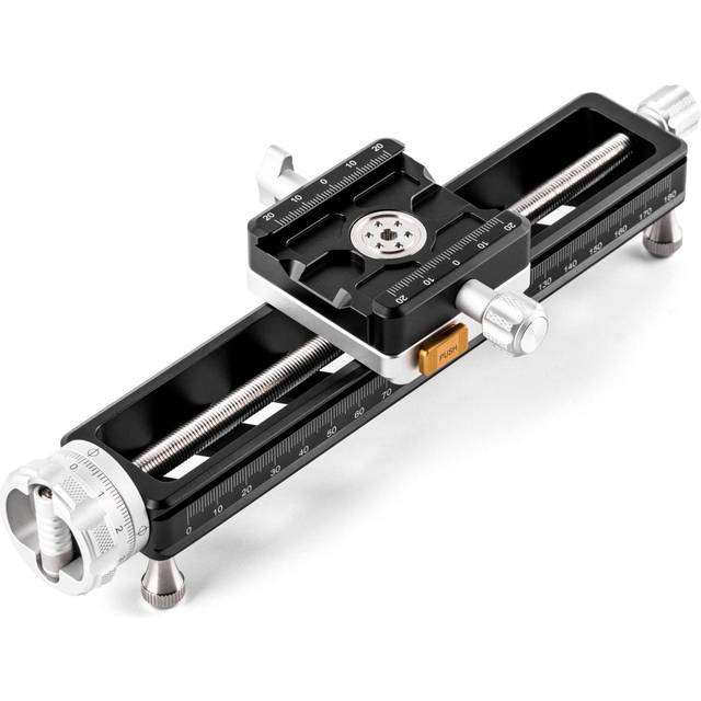 NiSi Quick Adjustment Macro Focusing Rail NM-200S with 360-Degree Rotating Clamp and 4 Foot Nails in Black