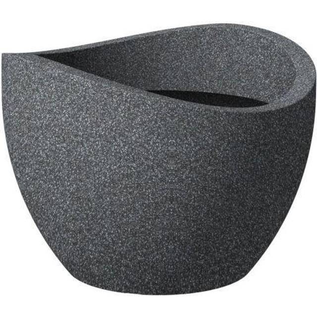 Scheurich Wave Globe, planteringskärl av plast, svart granit, 30 cm diameter, 22 cm hög, 19 l volym