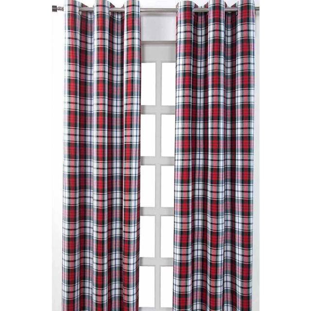 Macduff Tartan Check Ready Made Eyelet Curtain Pair, 137 x 228 cm Drop - Red