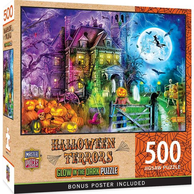MasterPieces 500 Piece Glow in The Dark Halloween Jigsaw Puzzle - Halloween Terrors - 15x21