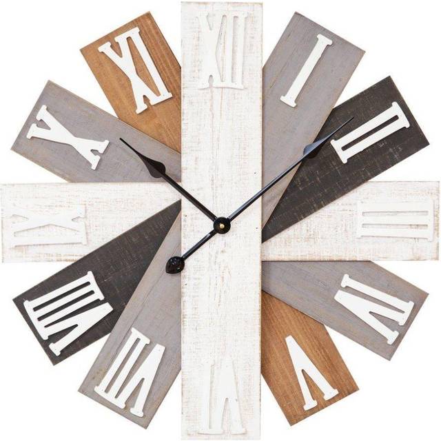 Home Multi Finish Wooden Plank Wall Clock 60cm