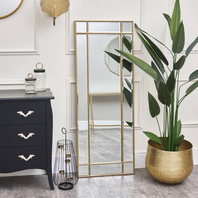 Gold Framed Art Deco Wall / Leaner Mirror 54cm x 142cm Material: Mirrors