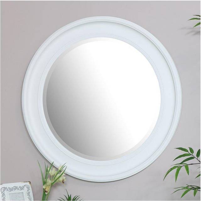Large Round Vintage White Wall Mirror 80cm x 80cm Material: Mirrors
