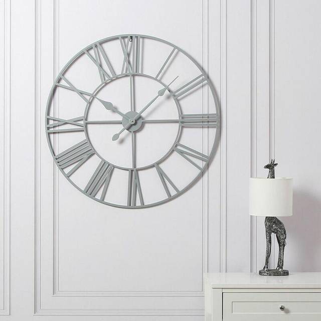 Home Garden Direct Eos - Skeleton Wall Clock With Roman Numerals - 80X80Cm - (grey), Grey