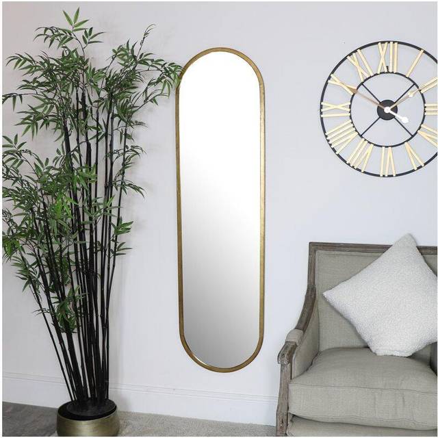 Large Gold Oval Mirror 42cm x 156cm Material: Mirrors
