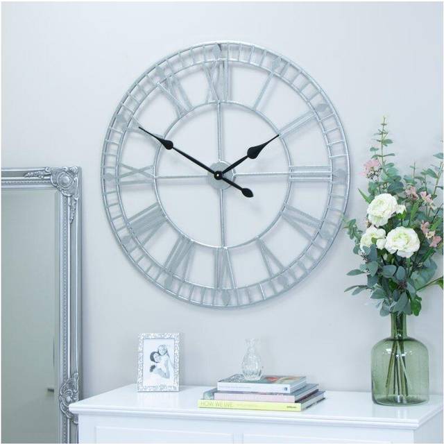 Extra Large Silver Skeleton Wall Clock 80cm x 80cm Material: Home Decor & Accessories/Clocks