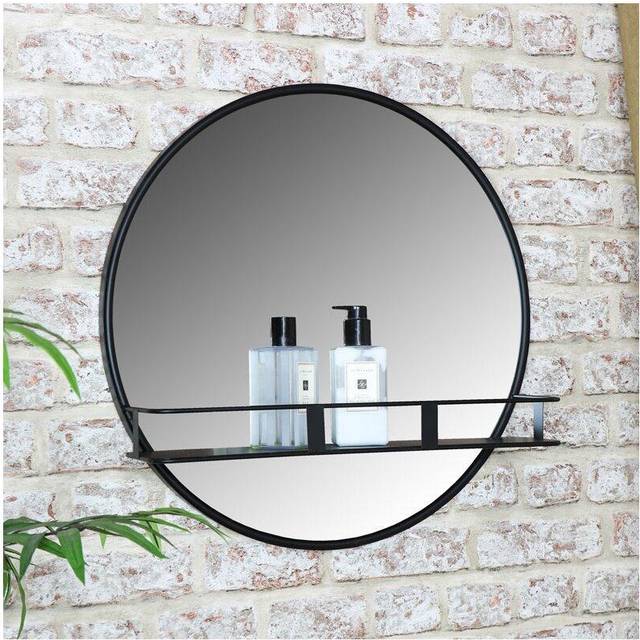 Round Wall Mirror with Shelf 50cm x 50cm Material: Mirrors