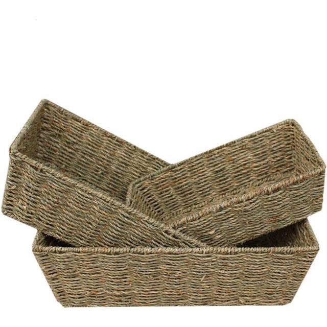 Tapered Edge Seagrass Tray - Set of 3