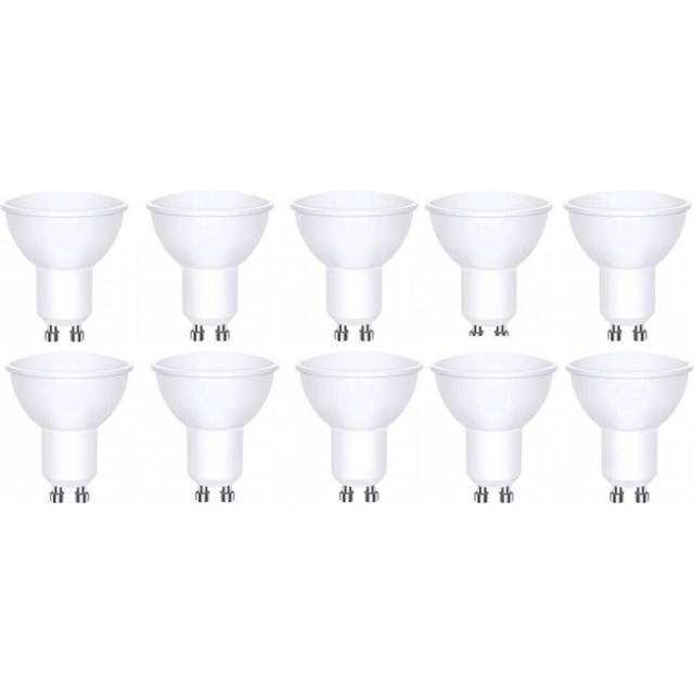 GU10 7W LED Light Bulb Warm White 3000K (pack of 10) - Yellow - One Size