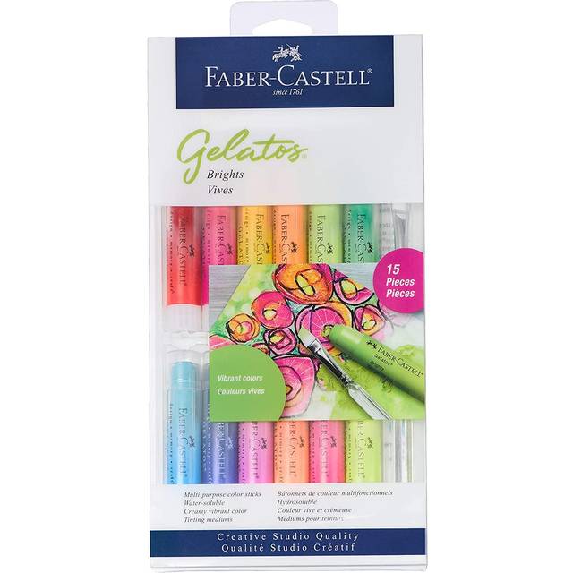 Faber-Castell Gelatos Colors Set  Brights - Water Soluble Pigment Crayons - 12 Bright Colors