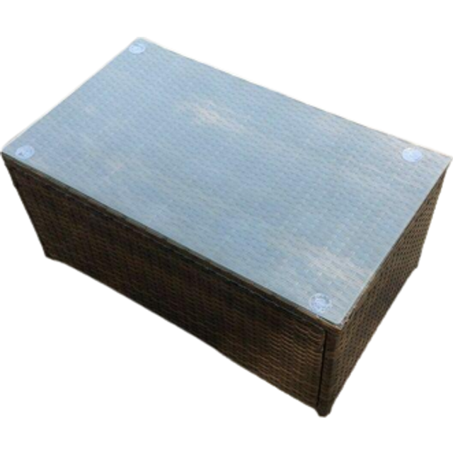 Fimous Rattan Oblong Rectangular Tea Coffee Table Outdoor Garden Furniture Patio Furniture Dark Brown Mixed - One Size