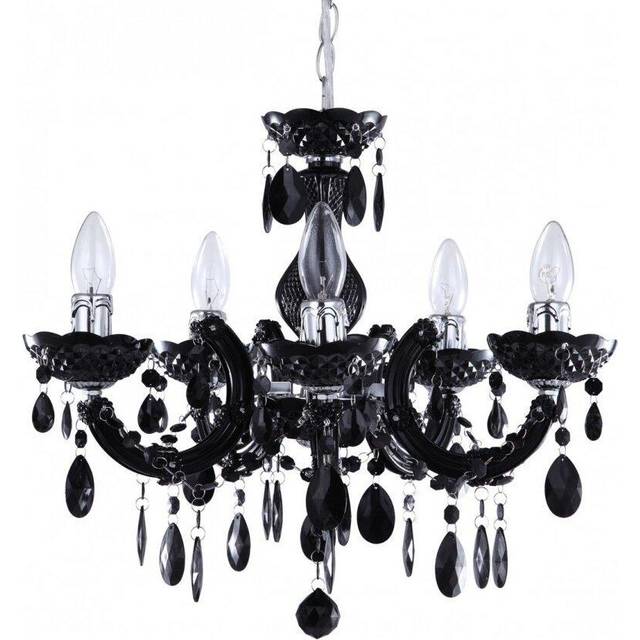 Litecraft Marie Therese Chandelier Light Crystal Effect 5 Arm - Black