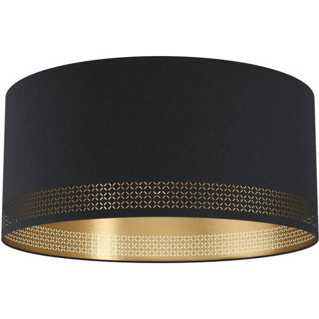 Wall flush ceiling light colour black shade black gold fabric bulb e27 1x40w
