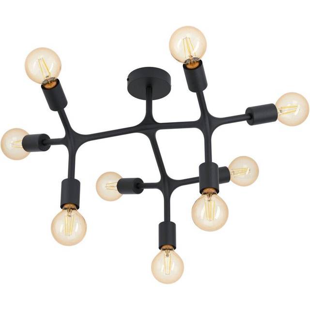 Flush 9 Bulb Ceiling Light Colour Black Arms & Lamp Holders Bulb E27 9x60W
