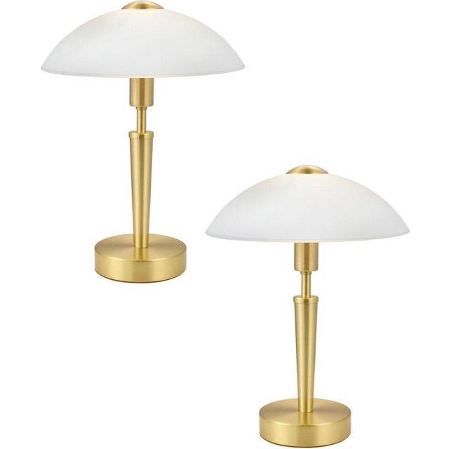 2 PACK Table Lamp Brass Matt Touch on & off Shade White Satinized Glass E14 60W