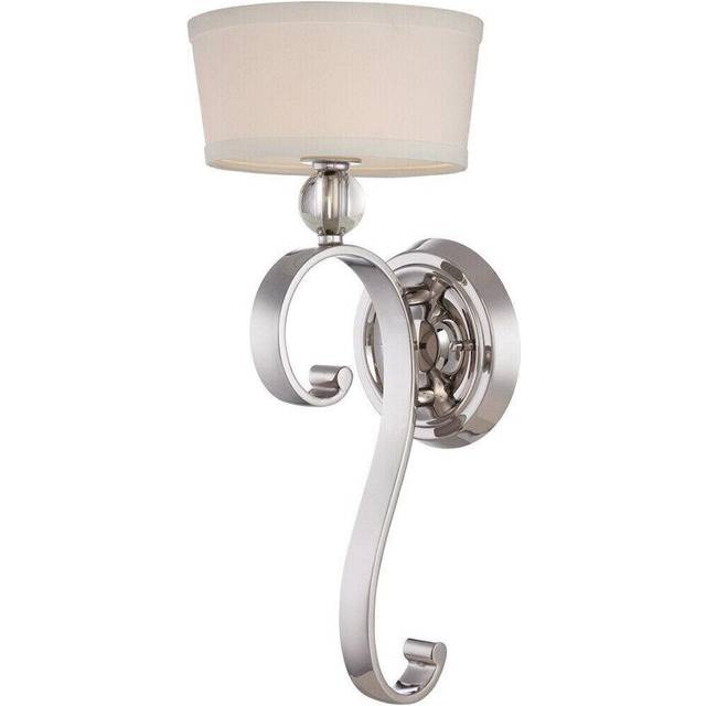 Wall Light Curved Design Glass Orb White Linen Shade Imperial Silver LED G9 40W