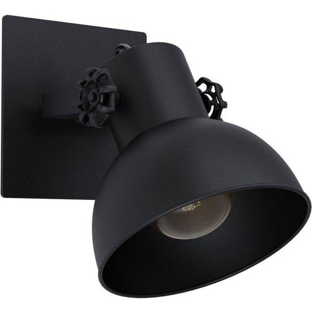 LED Wall Light / Sconce Black Steel Adjustable Round Shade 1 x 28W E27 Bulb