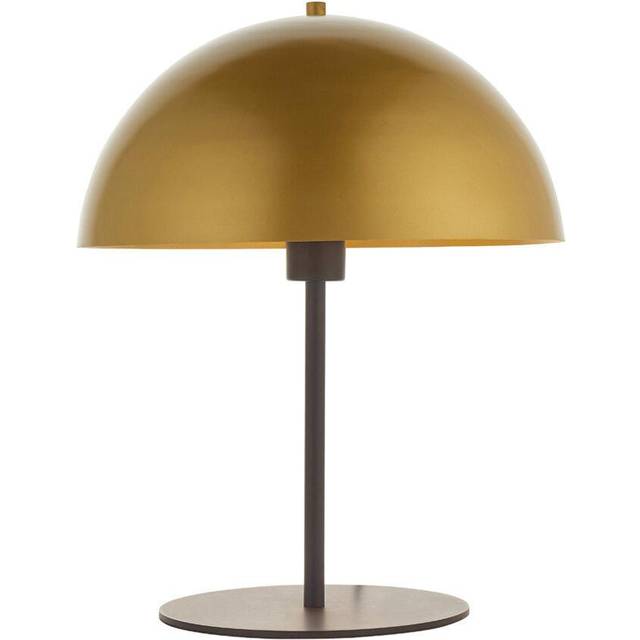 Dark Bronze Table Lamp - Gold Painted Metal Dome Shade - Side Table Light