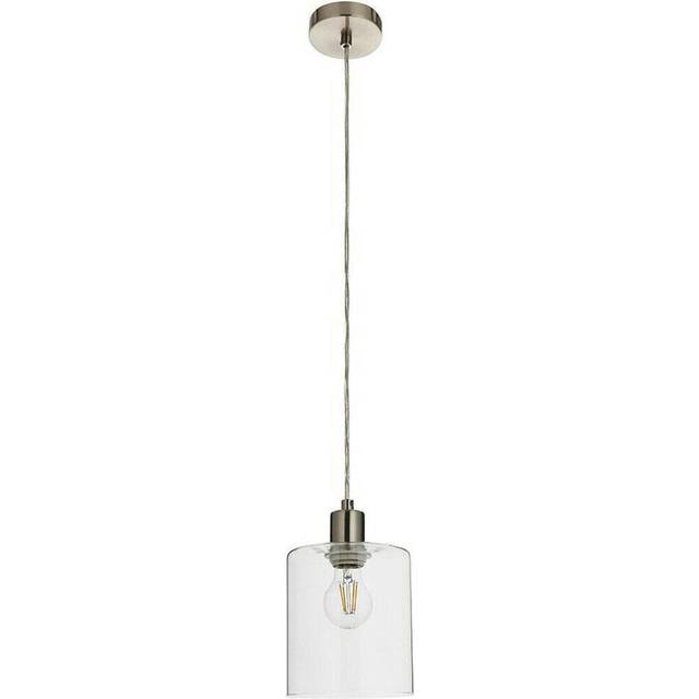 Hanging Ceiling Pendant Light Brushed Nickel & Modern Glass Shade Sleek Lamp