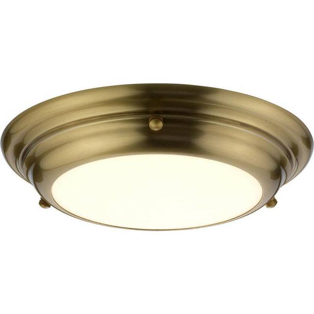 1 Bulb Flush Light IP54 Bathrooms & Low Ceilings Aged Brass Finish LED 12W Bulb