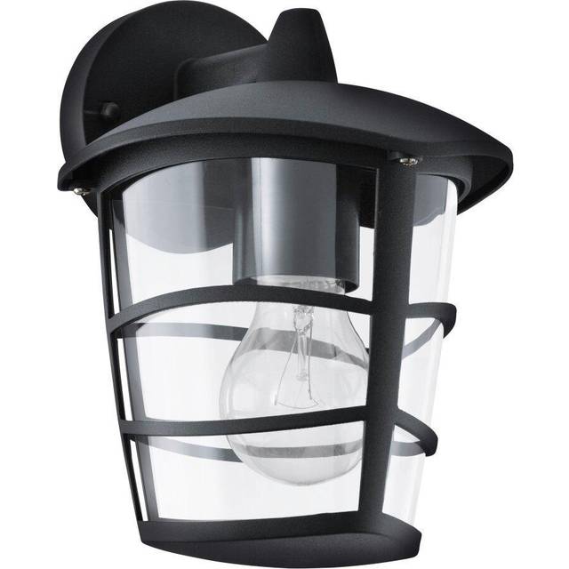 IP44 Outdoor Wall Light Black Modern Lantern 1 x 60W E27 Bulb Porch Lamp